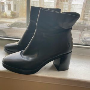 Leather black Frye campus ankle booties